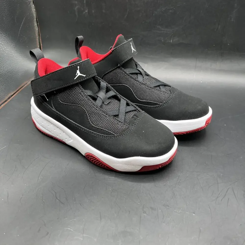 Jordan Max Aura 2 Boys' Sneakers Black Red White Mid Top Size 1Y